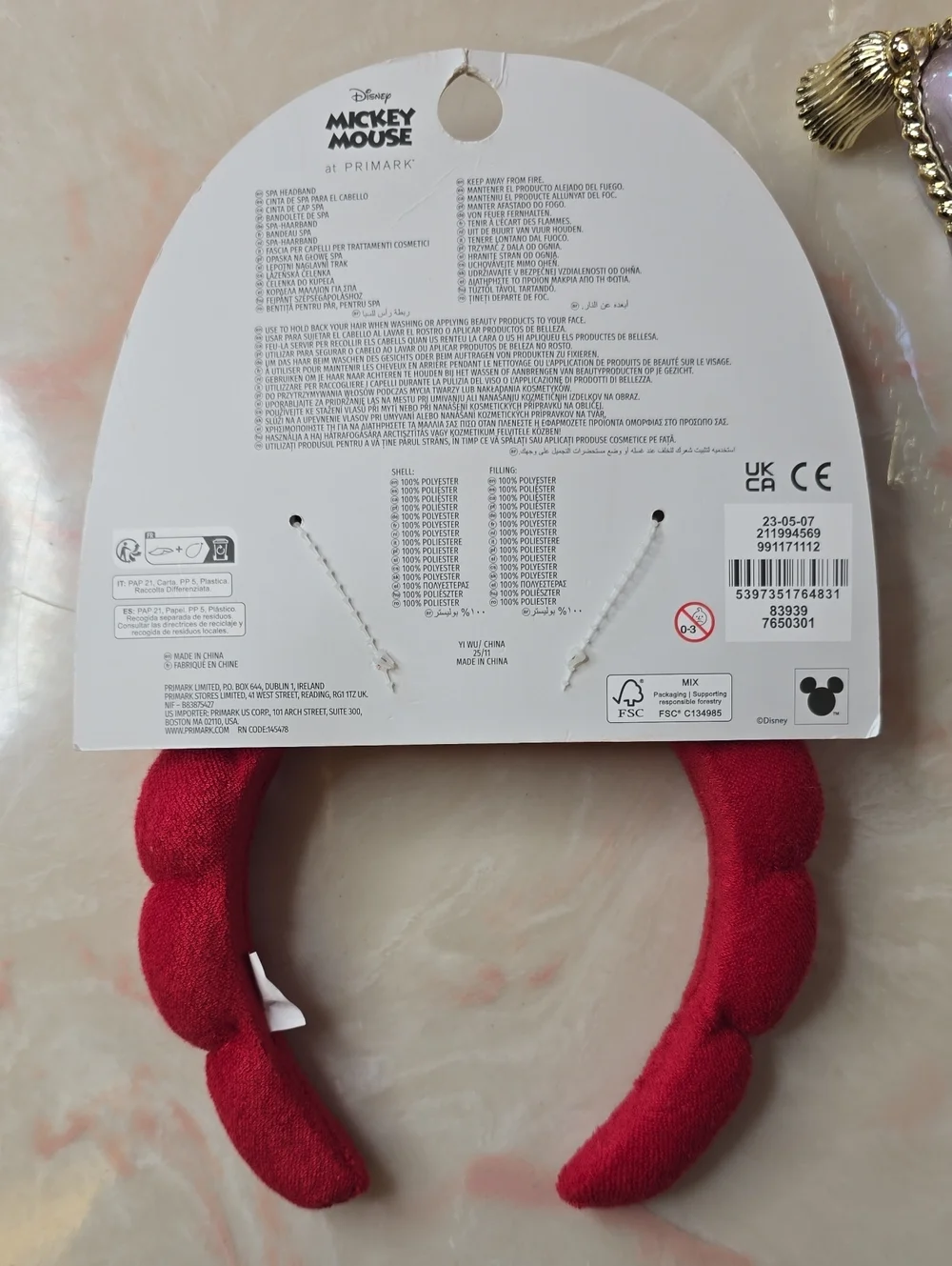 NWT Primark X Disney Mickey Mouse Spa Headband One Size Red